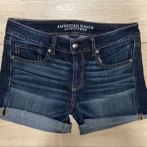 American Eagle midi dark denim jean shorts 6